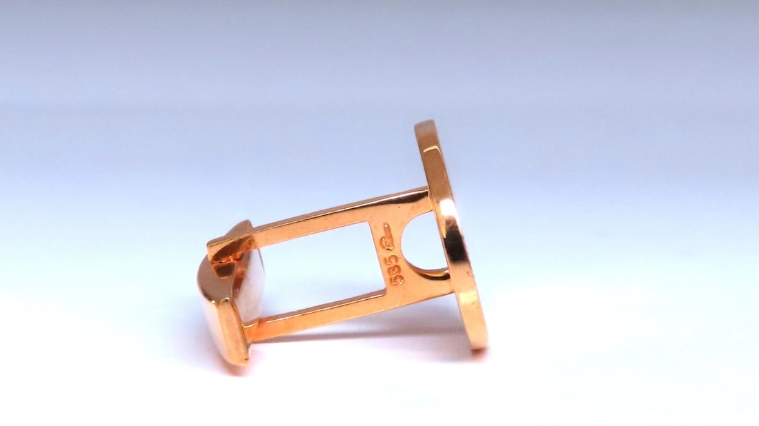 Sunburst Graver Etch Oval Cufflinks 14kt Gold 12367** - 3