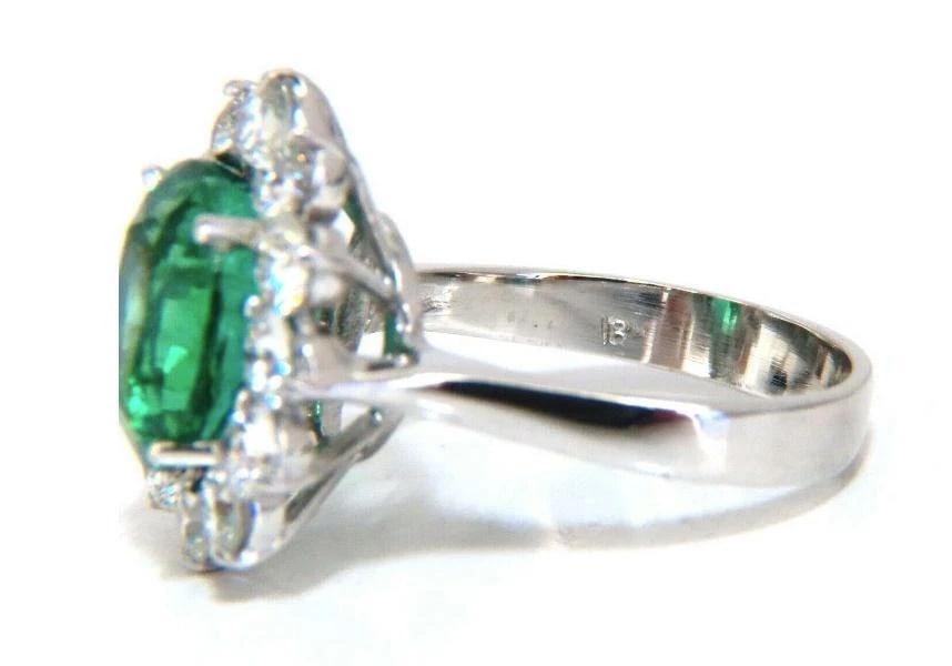 GIA Certified 4.40ct Natural Green Emerald Diamonds Ring 18kt Halo Prime 12351 - 4