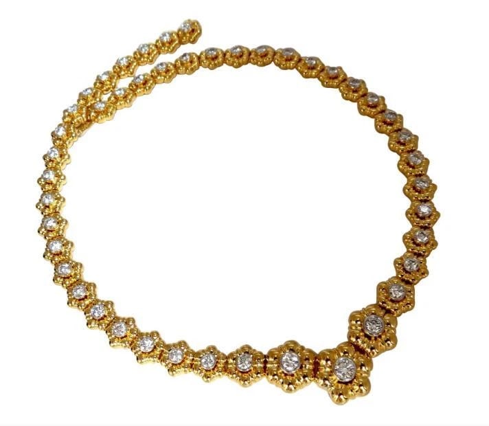 11.50ct Natural Diamonds Eternity Raised Dome Flush Mount Necklace 14kt 12352** (1 of 8)