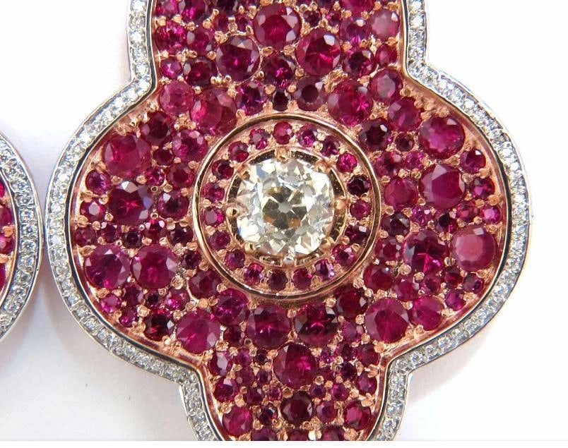 GIA Certified 35.27ct Natural Ruby Diamonds Dangle earrings 18kt Premier 12353** - 6