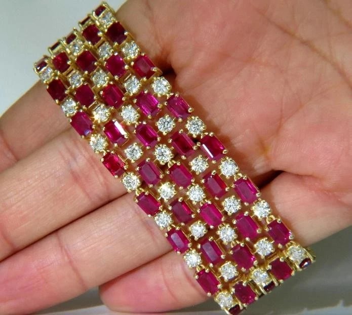 GIA Certified Natural Ruby Diamond Cuff Bracelet 18kt Important 12337** - 6