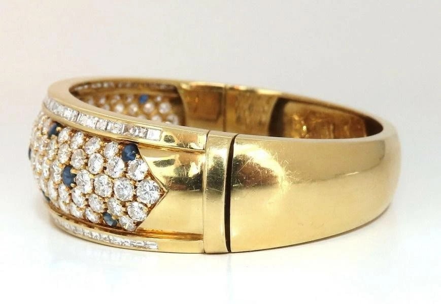 15.50ct. Natural Sapphire Diamonds Bangle Bracelet 18kt 12354** - 5