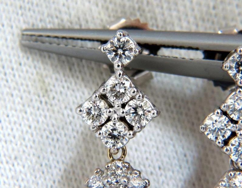 6.50ct. Natural Round Diamonds Dangle Pear Cocktail Earrings 14kt 12357** - 3