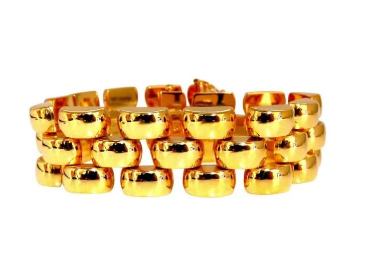 14kt Gold Panther Form Wide Link Gold Bracelet 37.8gm Ref 12338** - 2