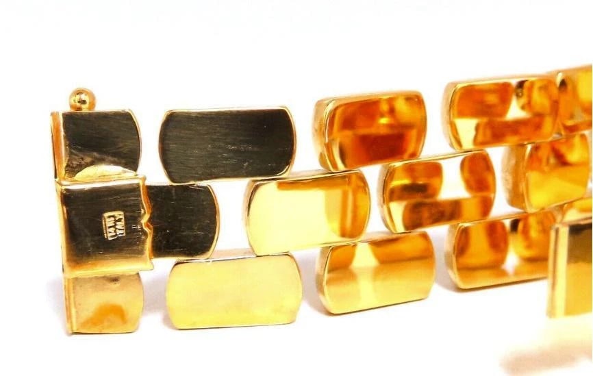 14kt Gold Panther Form Wide Link Gold Bracelet 37.8gm Ref 12338** - 4