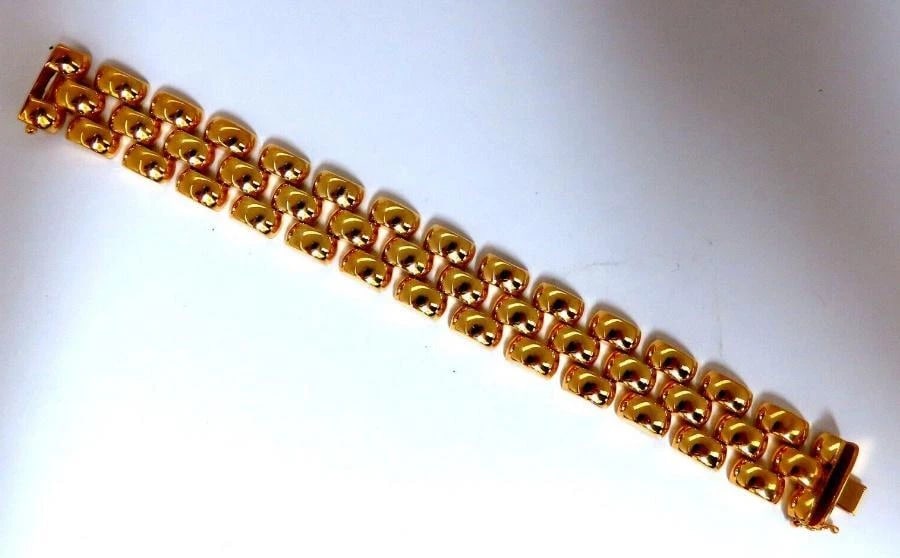 14kt Gold Panther Form Wide Link Gold Bracelet 37.8gm Ref 12338** - 6