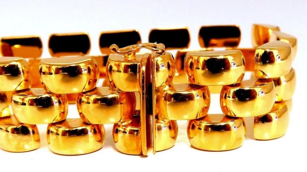 14kt Gold Panther Form Wide Link Gold Bracelet 37.8gm Ref 12338** - 7