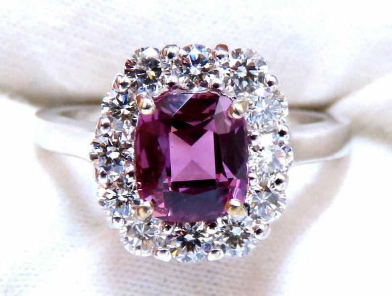 2.26ct GIA Certified Natural Purple Pink Sapphire Diamonds Ring 14kt Gold #12339 - 4