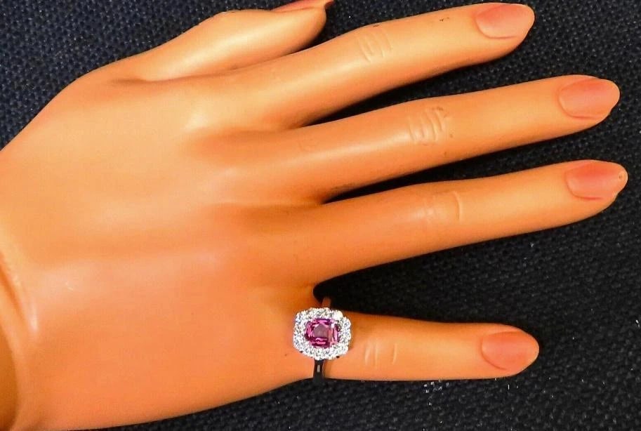 2.26ct GIA Certified Natural Purple Pink Sapphire Diamonds Ring 14kt Gold #12339 - 7