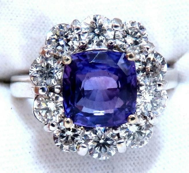 GIA Certified 3.48ct Natural Purple No Heat Sapphire Diamonds Ring 14kt #12342 - 3