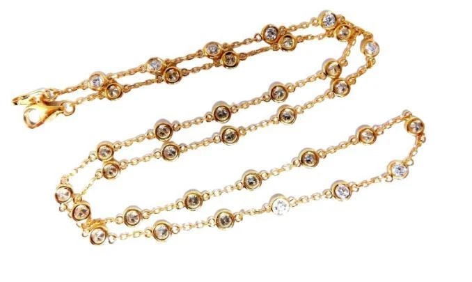 2.46ct Diamonds Eternity Station Yard Double Wrap Necklace 14kt I/vs Ref 12322** - 2