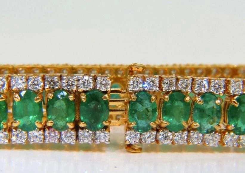 27.65 Carat Natural Vivid Green Emerald Diamond Bracelet F/VS 14kt Ref 12324** - 5