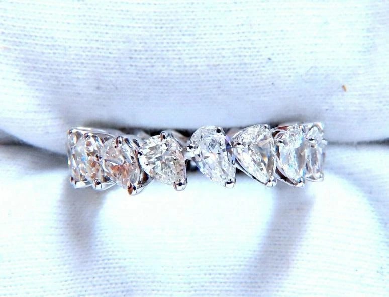 5ct Natural Diamonds Pear Shape Eternity Band 14kt Gold Ref 12327** - 5