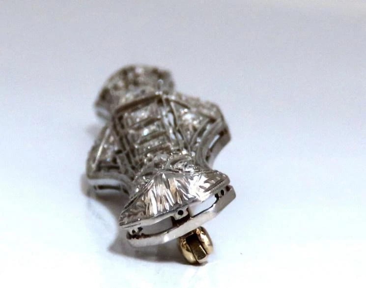 1.30ct Natural Diamonds Platinum Pin Edwardian Deco Vintage Platinum 12310** - 4