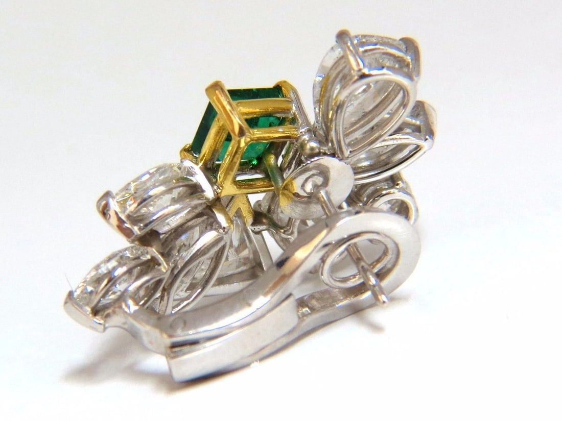 10.90ct Natural Emerald Diamond Crescent Cocktail Earrings Ref 12317** - 6