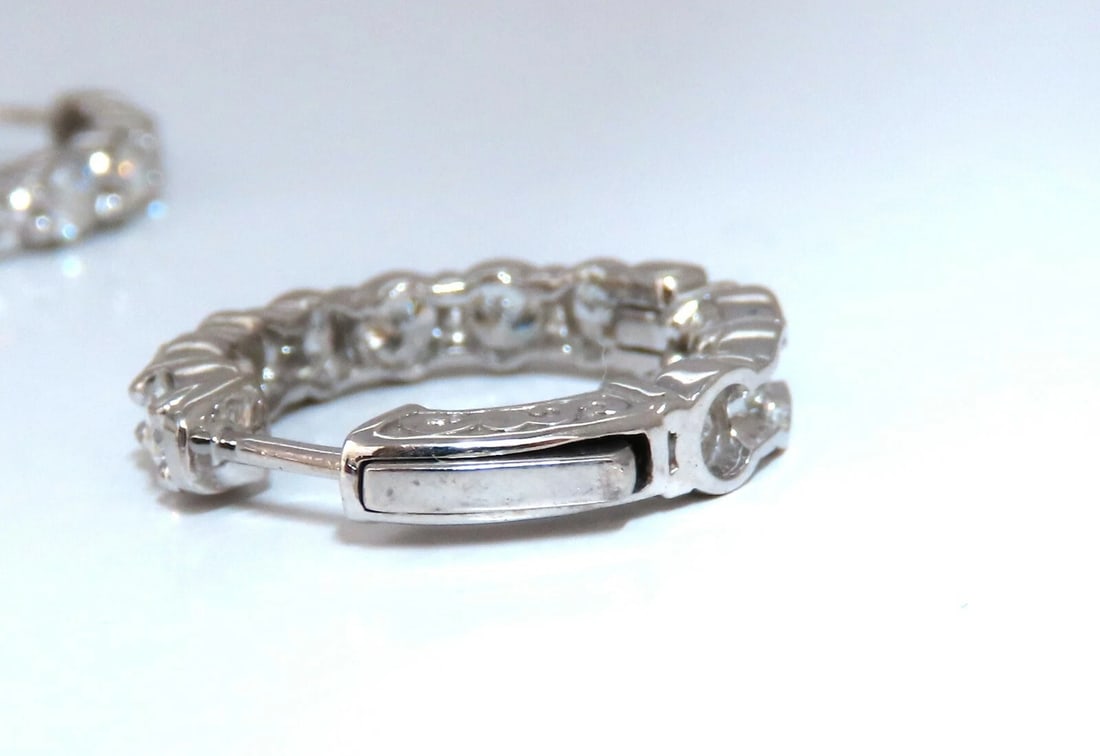 3.02ct Natural Round Diamond hoop earrings 14kt 22mm button & share prong** - 3