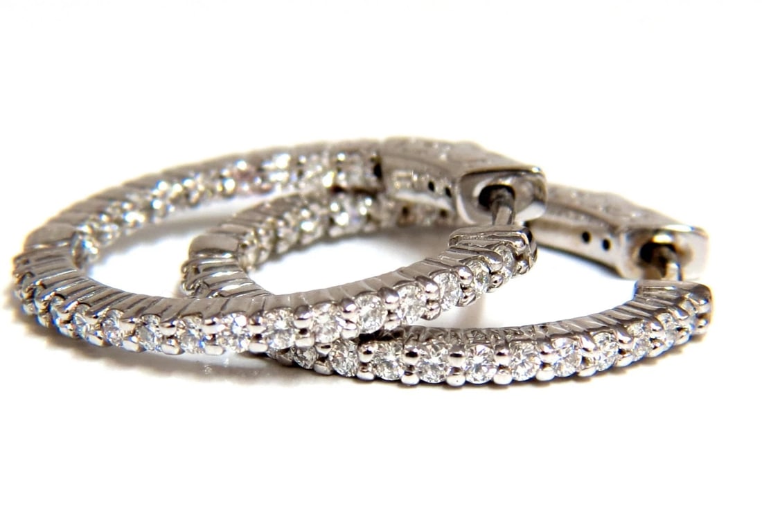 .86ct natural round brilliant in/out diamond hoop earrings 14kt g/vs** - 3