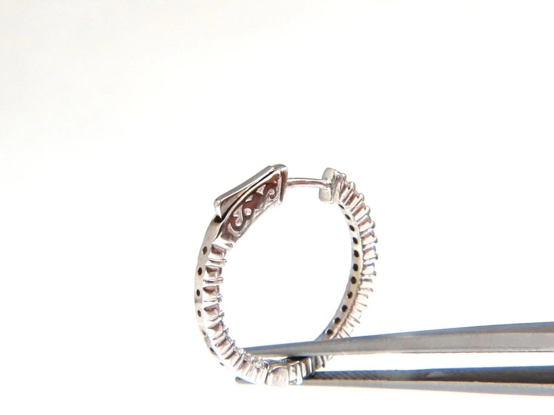.86ct natural round brilliant in/out diamond hoop earrings 14kt g/vs** - 6