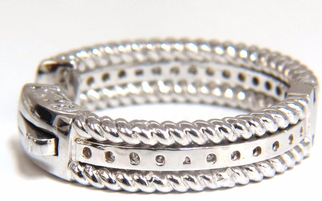 1.00ct natural diamond hoop earrings 14kt g/vs Barley Rope Twist 3D & Button** - 8
