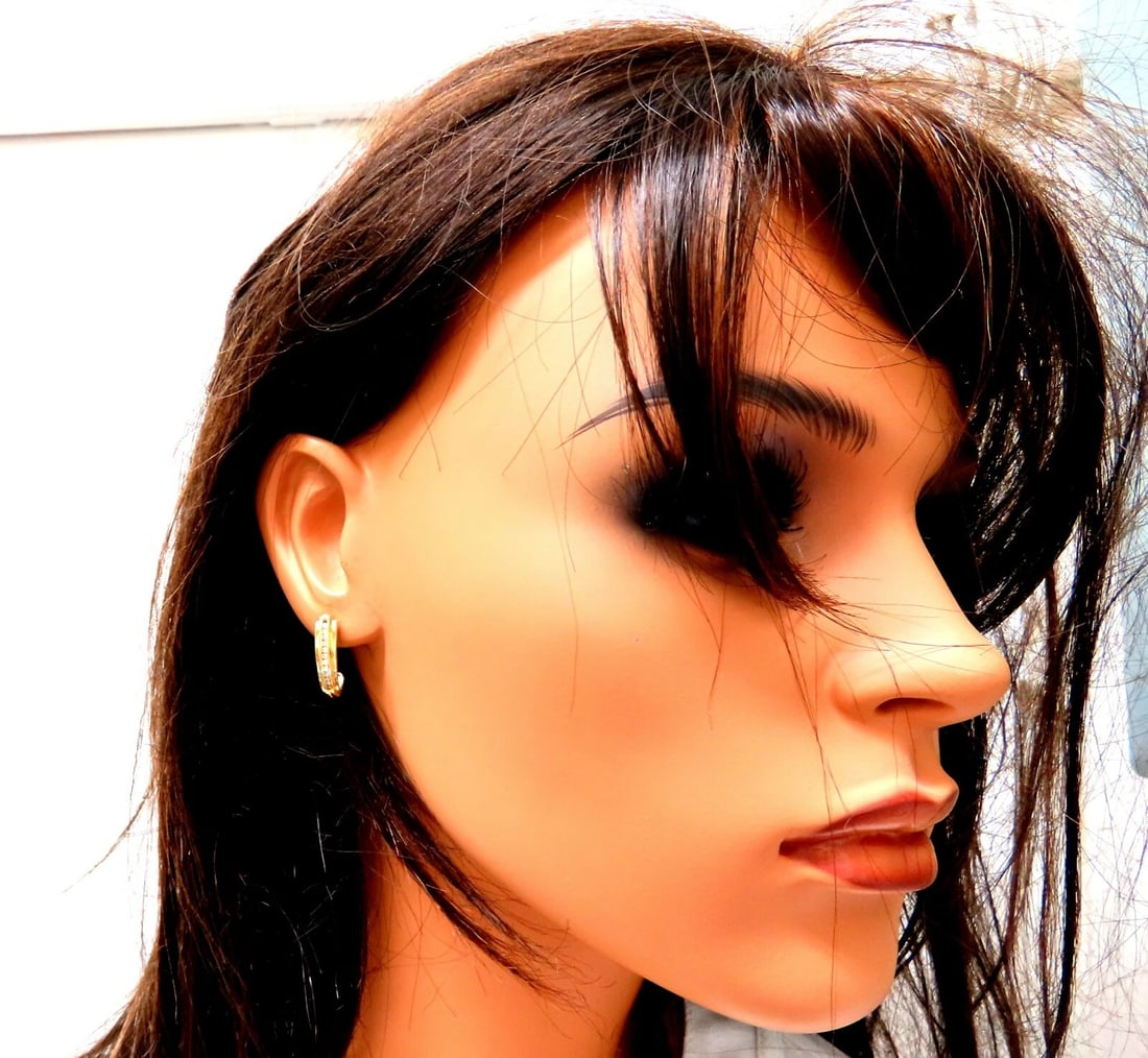 .22ct Diamonds Semi Hoop Earrings 14kt** - 4