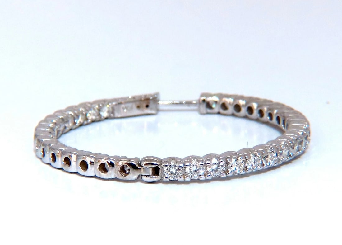 3.90ct Natural Round Diamond circle hoop earrings 14kt 40m share prong** - 5