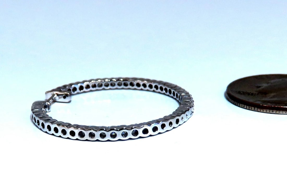 1.50ct Natural Diamond Hoop Earrings 14kt White Gold 1.35 inch** - 4