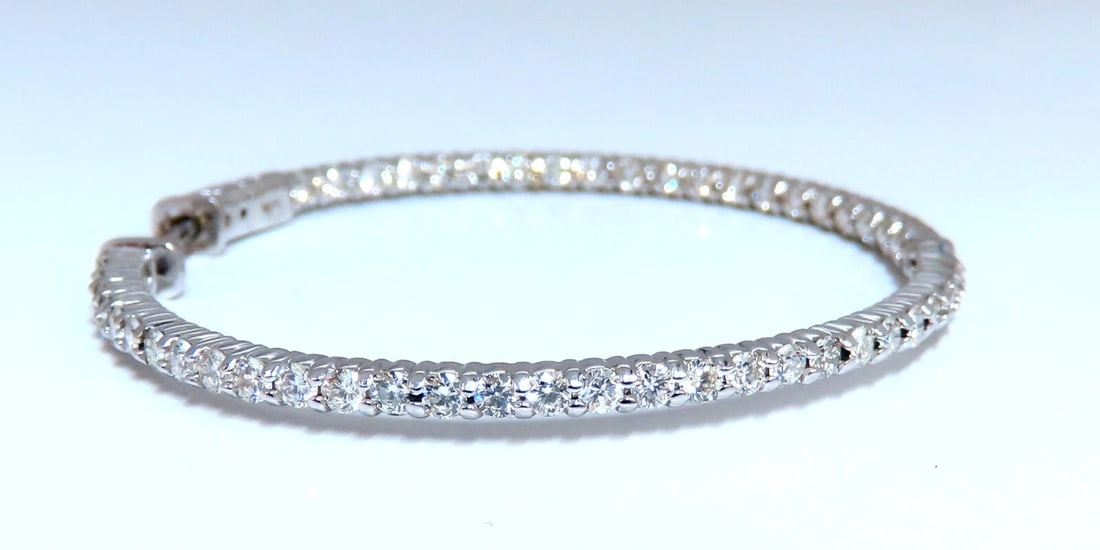 2.68ct Natural Round Diamond hoop earrings 14kt 1.7 inch single share prong** - 3
