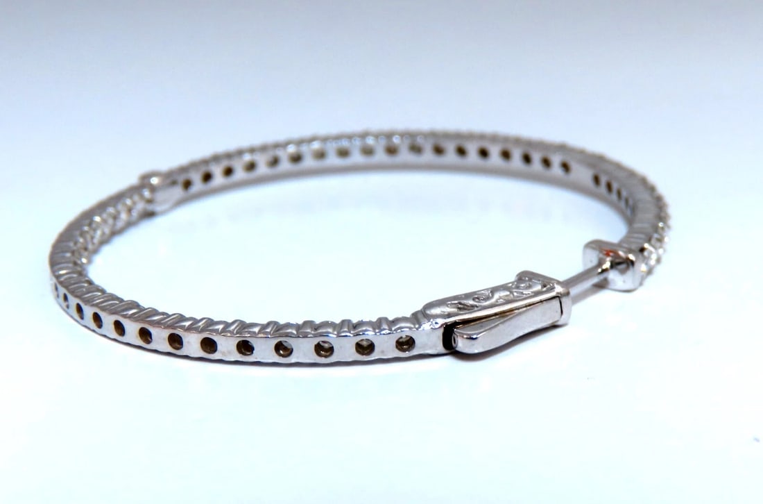 2.68ct Natural Round Diamond hoop earrings 14kt 1.7 inch single share prong** - 7