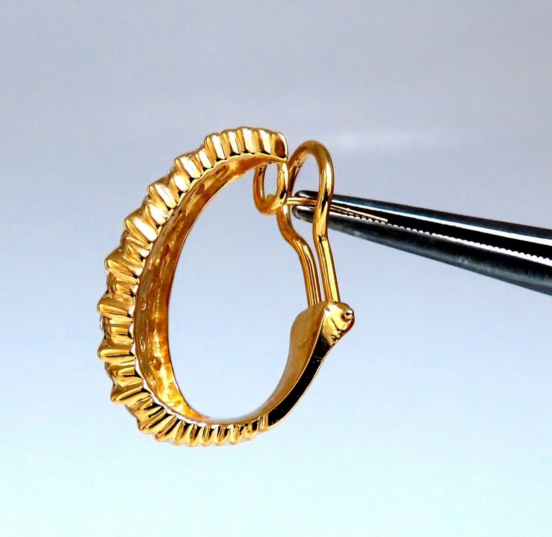 1.10ct Natural Diamonds Slant Row Channel Semi Hoop Earrings 14kt** - 7