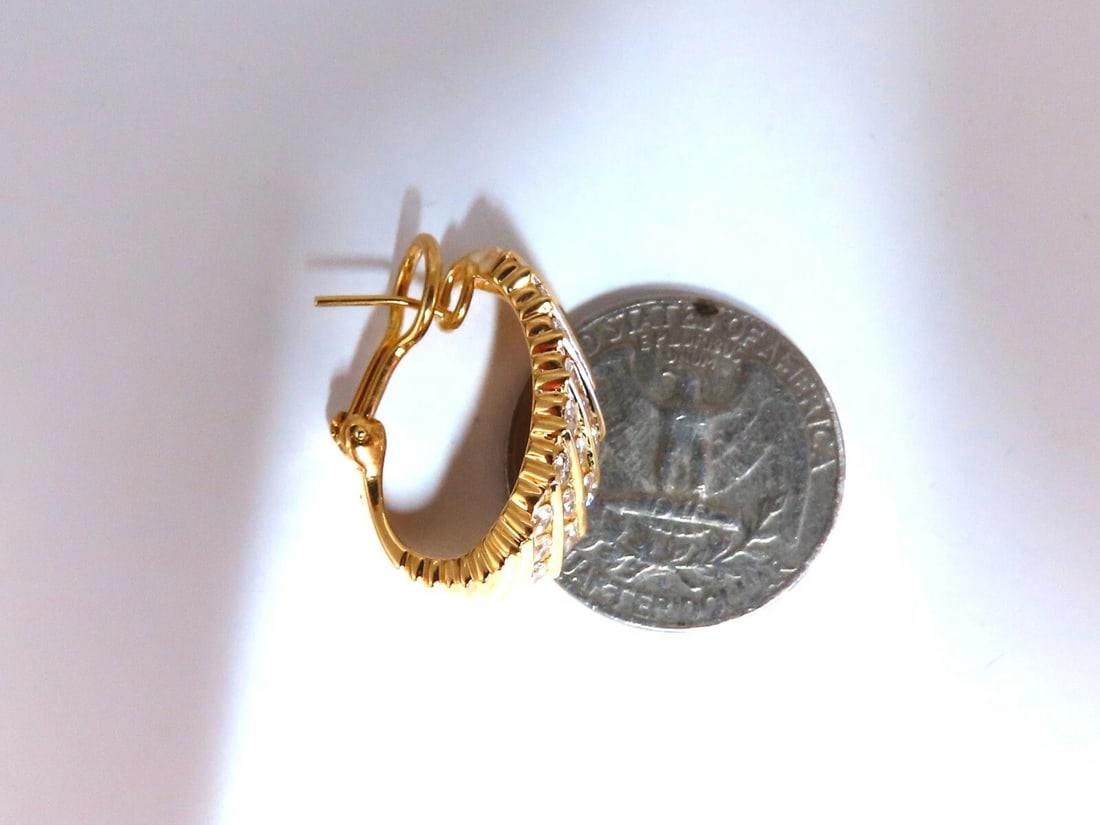 1.10ct Natural Diamonds Slant Row Channel Semi Hoop Earrings 14kt** - 9