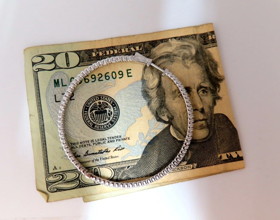 4.07ct Natural round brilliant in/out diamond hoop earrings 14 Karat 2.2 Inch** - 3