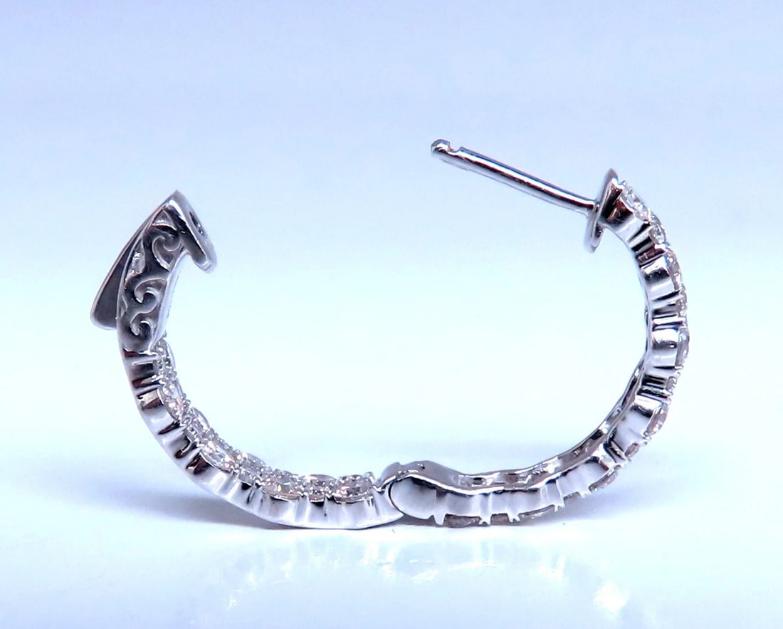 1.20ct Natural Round Diamond mini hoop earrings 14kt white gold Dime** - 3