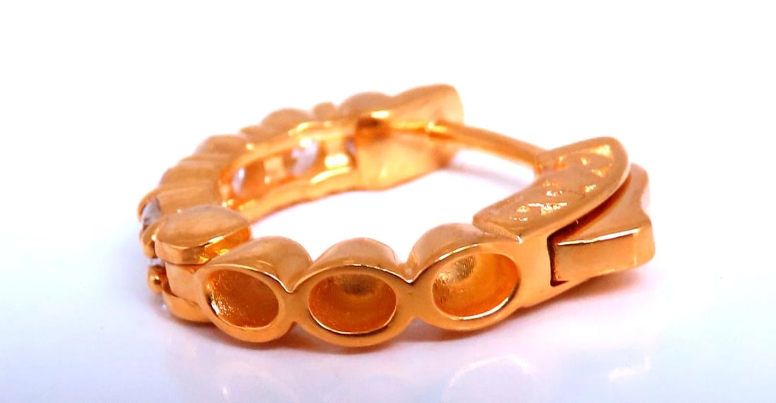 .92ct Natural Round Diamond hoop earrings 14kt 15mm button & share prong** - 5