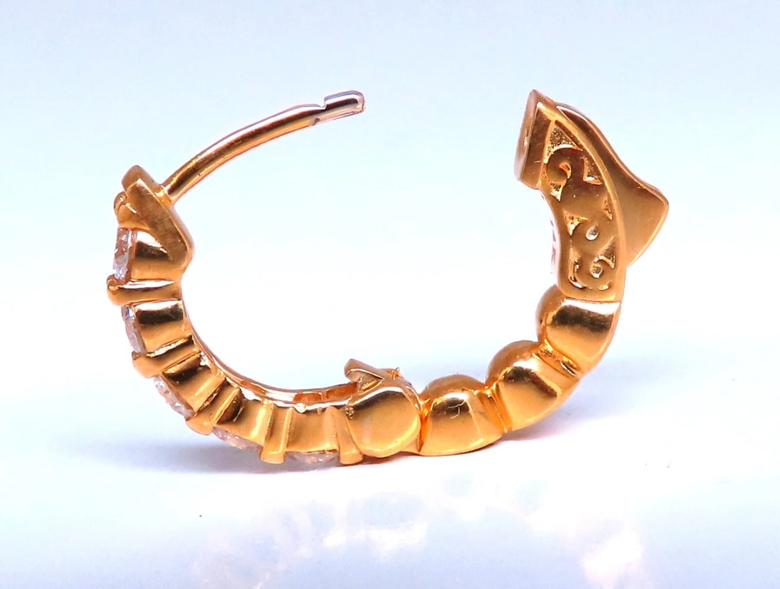 .92ct Natural Round Diamond hoop earrings 14kt 15mm button & share prong** - 6