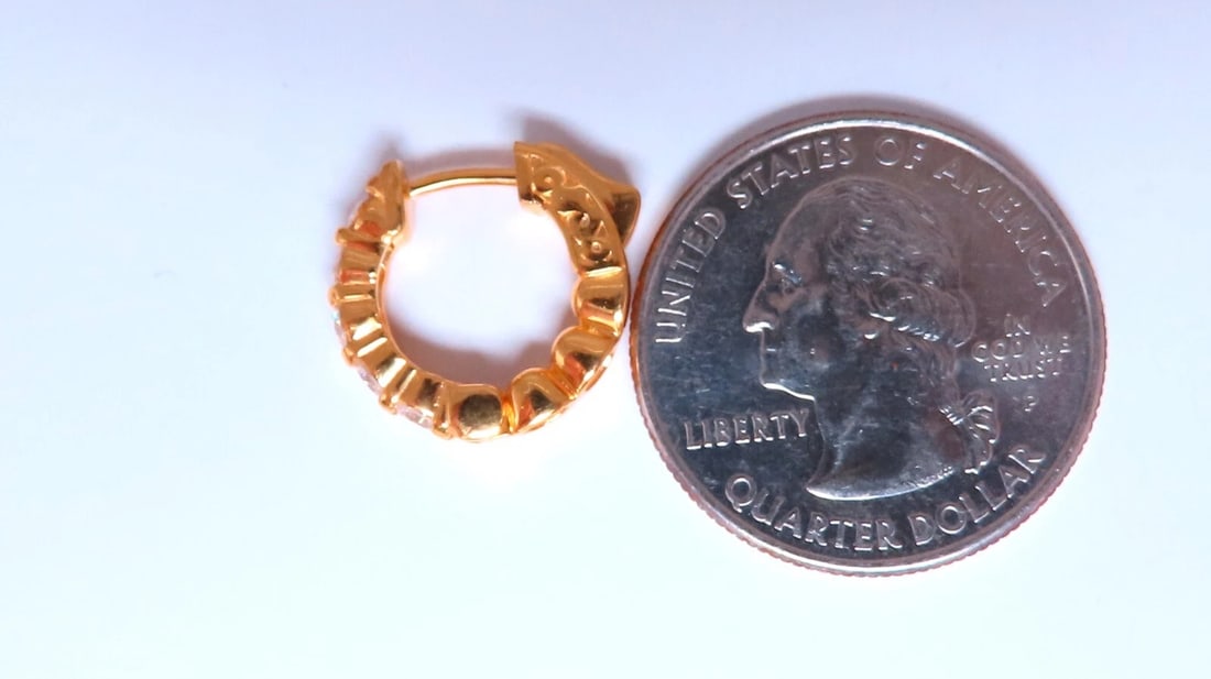 .92ct Natural Round Diamond hoop earrings 14kt 15mm button & share prong** - 7