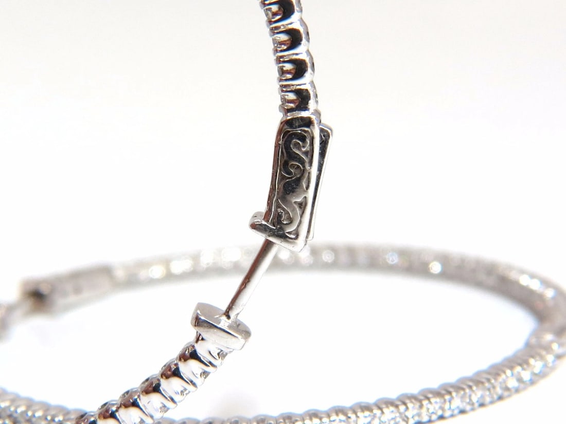 1.77ct natural round brilliant in/out diamond hoop earrings 14kt g/vs** - 3