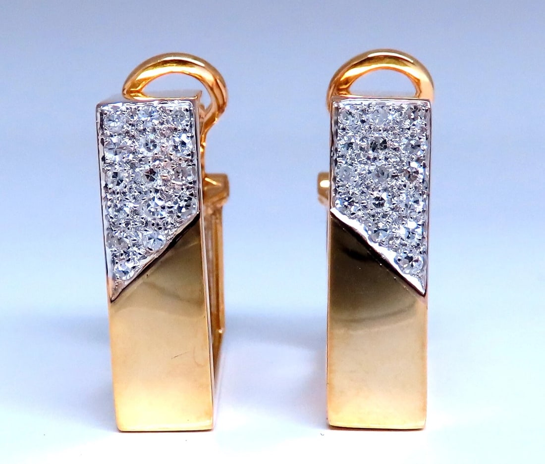 .50ct Natural Round Diamond Retro hoop earrings 14kt yellow gold square** - 2