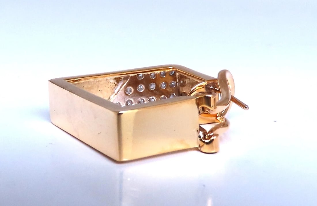 .50ct Natural Round Diamond Retro hoop earrings 14kt yellow gold square** - 5