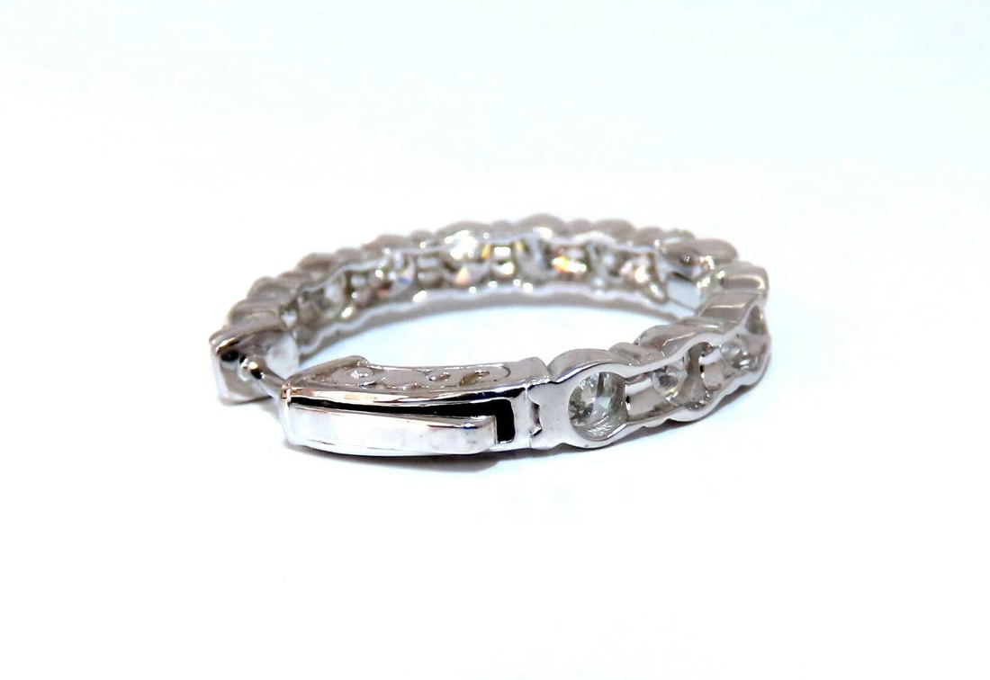 3.43ct Natural Round Diamond hoop earrings 14kt button & share prong** - 6