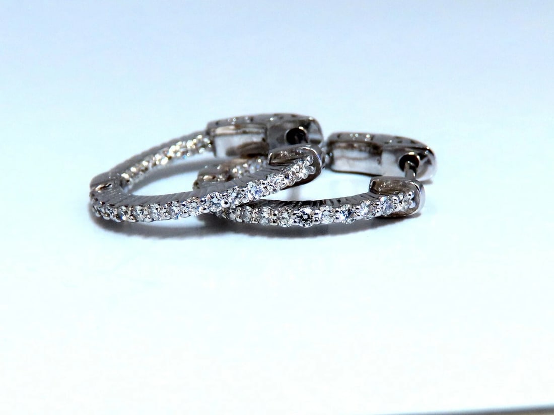.30ct Natural Diamond Hoop Earrings 14 Karat In / Out** - 3