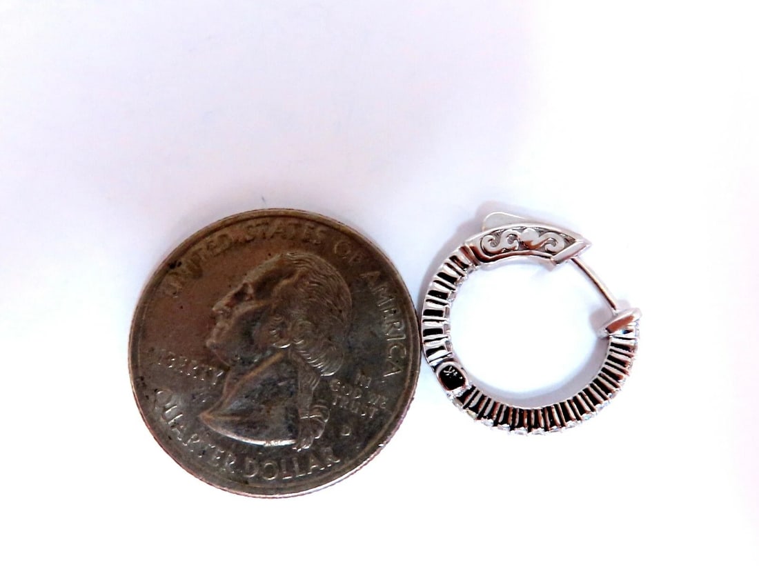 .30ct Natural Diamond Hoop Earrings 14 Karat In / Out** - 5