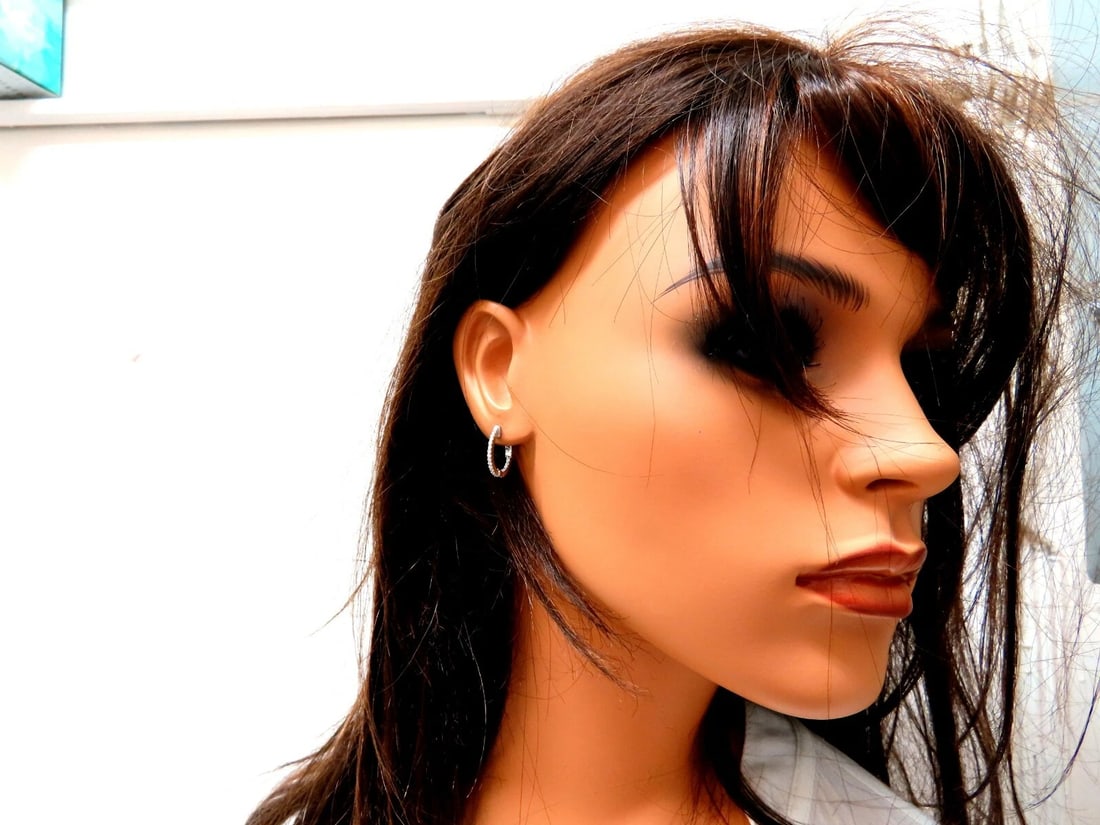 .30ct Natural Diamond Hoop Earrings 14 Karat In / Out** - 6