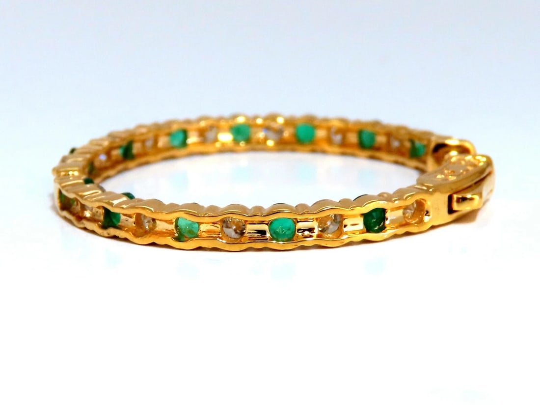 3.77ct natural emerald diamonds hoop earrings 14kt yellow gold inside out** - 8