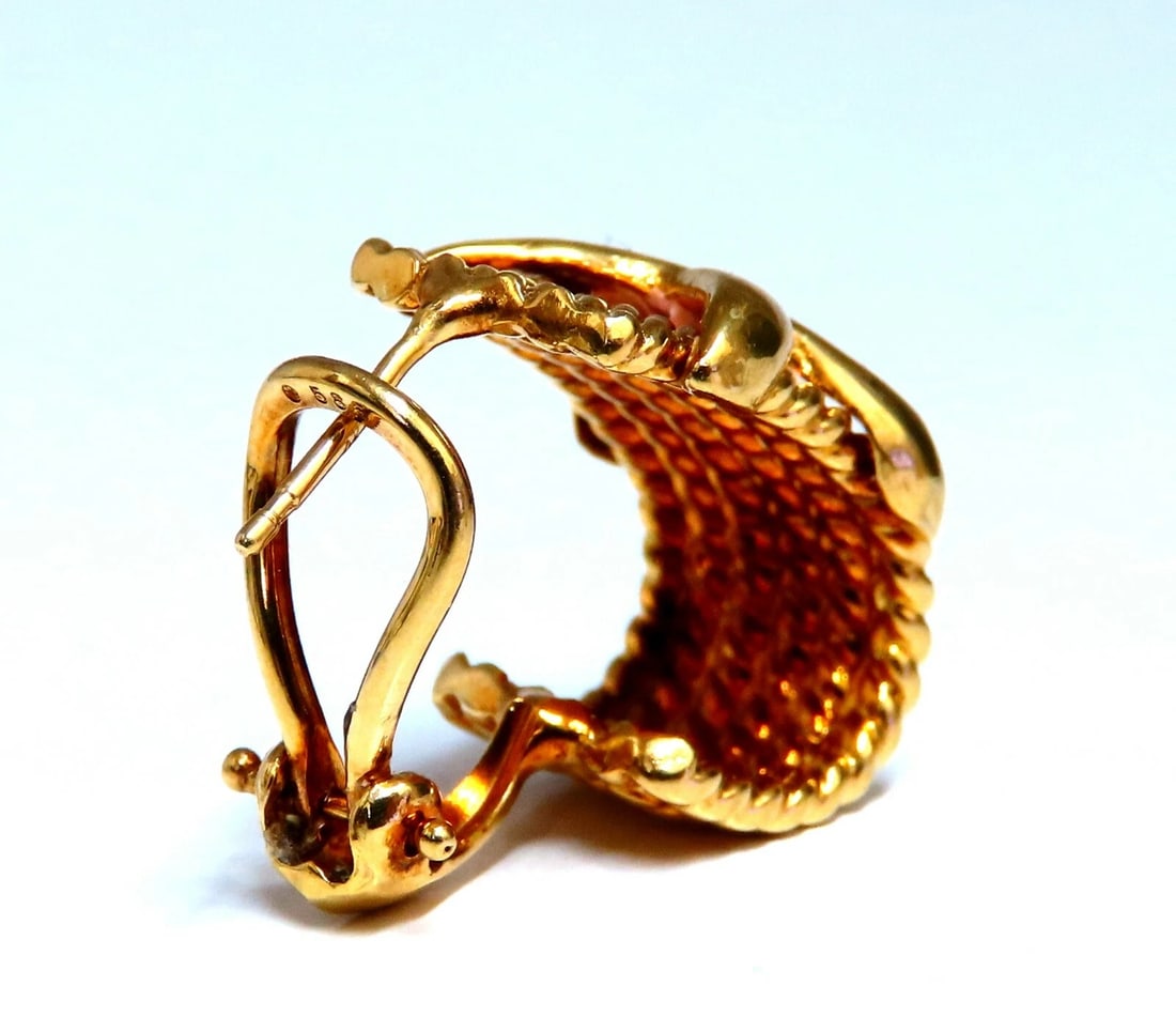 14kt Gold Braid Semi Hoop X Clip Earrings** - 4