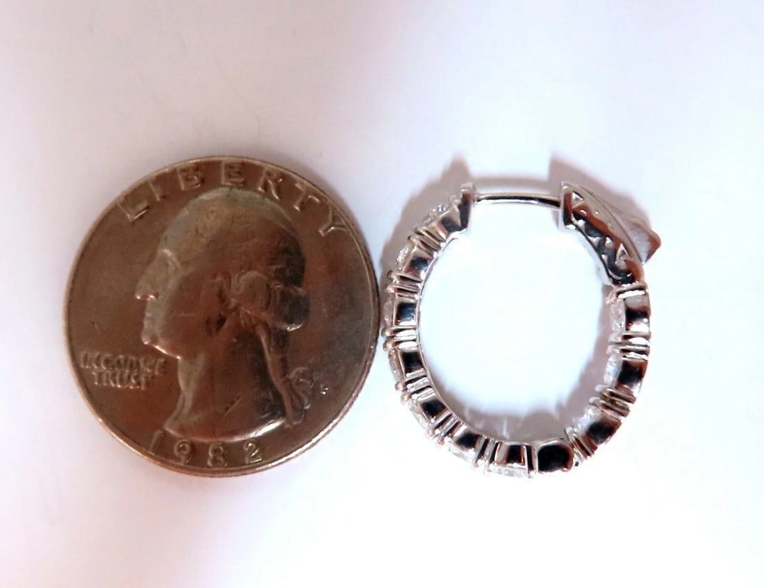 2.93ct Natural Round Diamond elongated hoop earrings 14kt 20m share prong** - 4