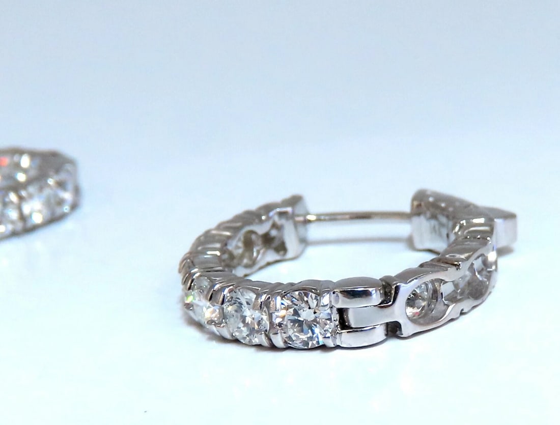 2.93ct Natural Round Diamond elongated hoop earrings 14kt 20m share prong** - 6