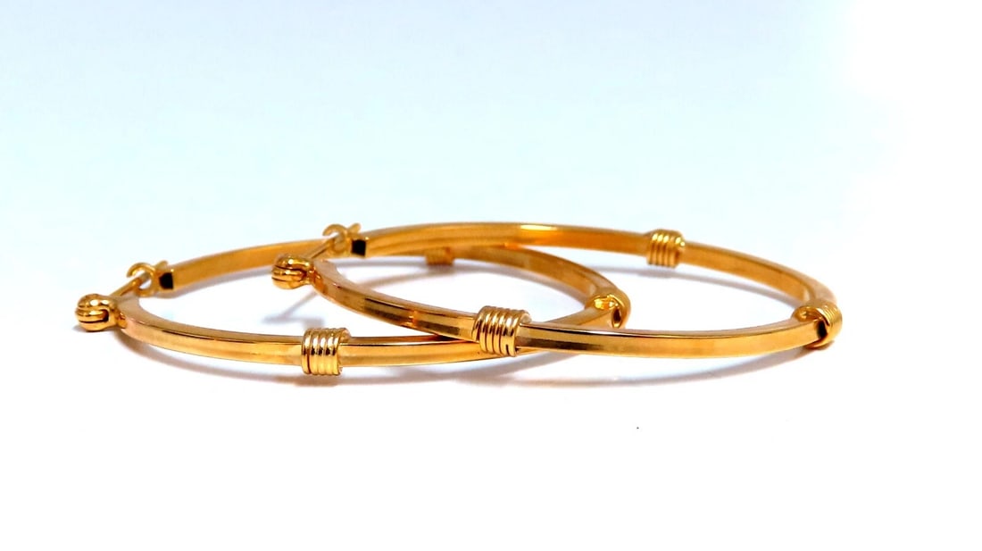 14Kt Gold Hoop Earrings Barbed Wrap** - 2