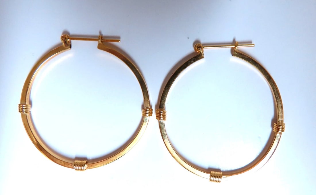 14Kt Gold Hoop Earrings Barbed Wrap** - 4
