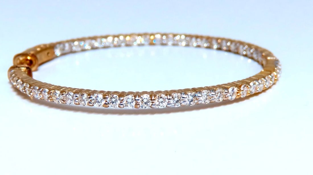 2.75ct Natural Round Diamond hoop earrings 14kt 1.6 inch single share prong** - 7