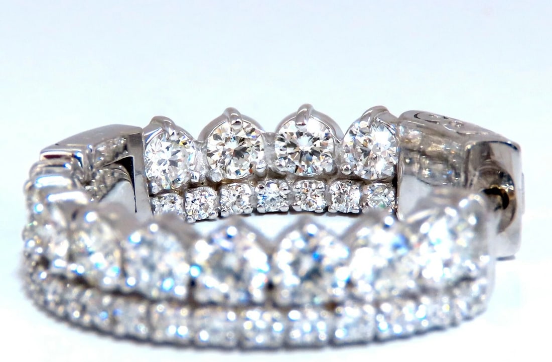 4.70ct Natural Round Diamonds Double Row Earrings 14kt stacking deco** - 3